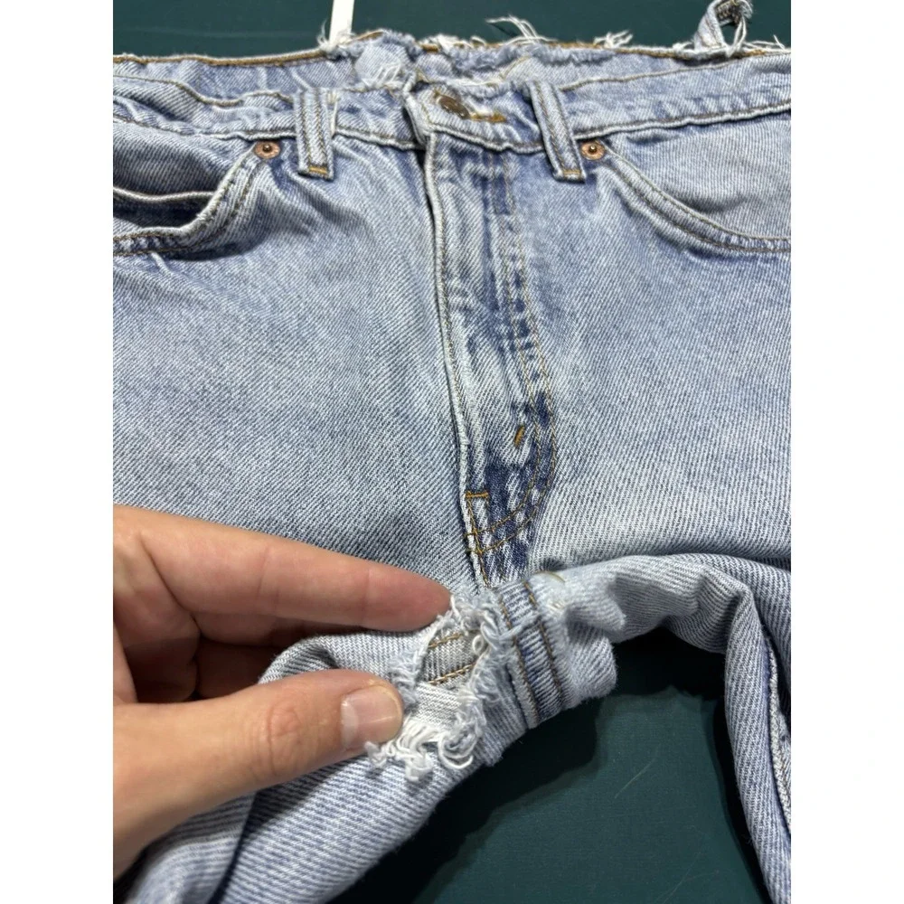 Vtg Levis 505 Orange Tab Jeans 30x29 Straight Leg Light Wash Distressed USA 90s